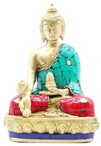 Mosadzná figúrka buddhu - ruky dole
