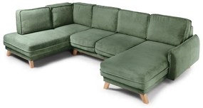 Svetlozelená menčestrová rozkladacia rohová pohovka (ľavý roh/do tvaru "U") Tori – Bonami Selection