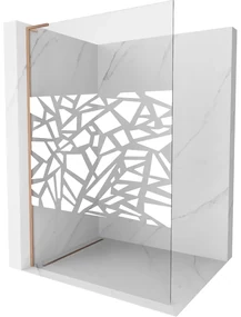 Mexen Kioto L, sprchová zástena Walk-In 110 x 200 cm, 8mm číre sklo biely vzor, medený matný profil, 800-110-103-65-85