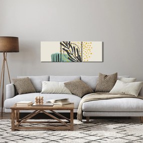 Obraz - Abstraktné listy N⁰3 (s hodinami) (90x30 cm)