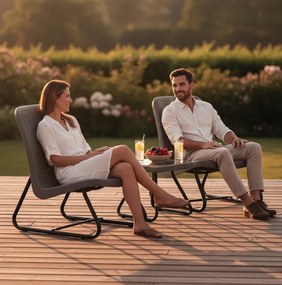 Balkónový záhradný nábytok sivý – set 2 kreslá + stolík