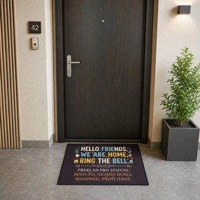 Mercury Flooring, Rohožka HELLO FRIENDS 40x60 cm - na von aj na doma, 40x60, šedá