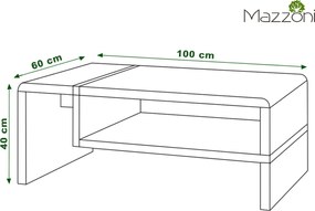 Mazzoni FOLK biely/dub sonoma - konferenčný stolík, moderný