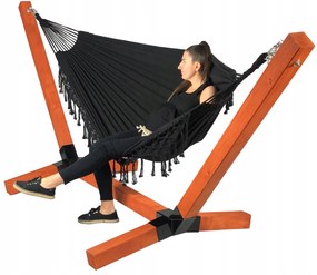 TRENDIE Závesná hojdacia sieť pre 2 ľudí BOHO čierna