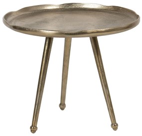 Zlatý odkladací stolík s vlnitým okrajom Chrestien - Ø 59 * 45 cm