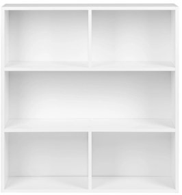 ModernHome Moderná stojaca knižnica do obývačky a spálne 3 úrovne biela ModernHome