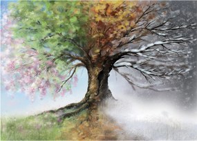Sklenený obraz - Strom štyroch ročných období (70x50 cm)