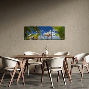 Obraz - Pláž s bielym pieskom (s hodinami) (90x30 cm)