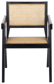 Drevená stolička s ratanovým výpletom čierna/svetlé drevo WESTBROOK Beliani