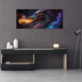 Obraz - Drak pľuvajúce plamene (120x50 cm)
