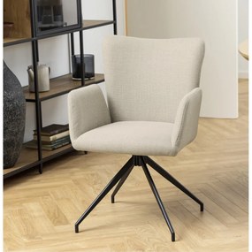 Béžové čalúnené jedálenské kreslá v súprave s podrúčkami 2 ks Laura – Actona