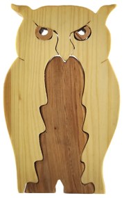 AMADEA Drevené puzzle sova, masívne drevo dvoch druhov, 15 cm