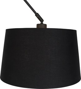 Závesné svietidlo čierne s čiernym a zlatým tienidlom z bavlny 35 cm - Blitz