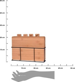 Sada 4 ks bambusových dosiek na krájanie v stojane TIMBER hnedá
