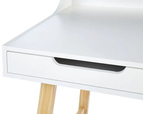 Písací stôl s policou 110 x 58 cm biela/svetlé drevo BARIE Beliani