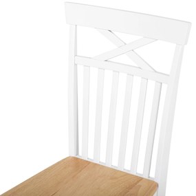 Sada 2 drevených jedálenských stoličiek biela/svetlé drevo HOUSTON Beliani