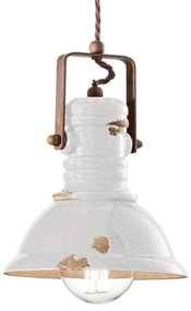 Závesná lampa C1691 v priemyselnom dizajne biela