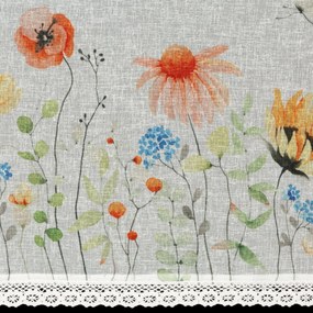 KRÁTKA ZÁCLONA NA PÁSKE NATI 150X30 CM KVETY