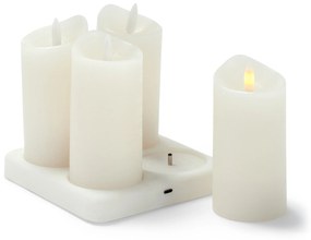 LED akumulátorové sviečky z pravého vosku, 4 ks