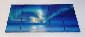 5-dielny obraz polárna žiara nad oceánom - 200x100