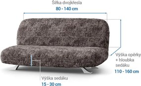 Bielastické poťahy MARMO hnedé dvojkreslo s drevenými rúčkami (š. 80 -140 cm)