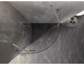 Mexen Lunar, výklopný polkruhový sprchový kút 100 x 100 cm, 8mm číre sklo, oceľový profil, 833-100L-100P-97-00