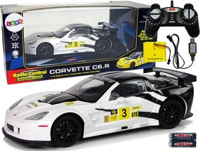 LEAN Toys Športové pretekárske auto R/C v mierke 1:18 Corvette C6.R, biele, 2,4 G, svetlá