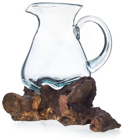Roztavené sklo na dreve - Karafa