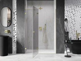 Mexen, Mexen Lunar L ľavé otočné sprchové dvere 130 cm, transparentné, brúsené zlaté - 834L-130-000-55-00-L