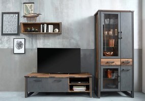 Vysoká vitrína Prime, vintage optika dreva