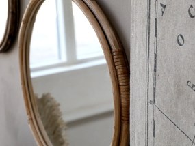 Hnedé antik okrúhle nástenné zrkadlo s bambusovým rámom Bamboo - Ø 24*2 cm