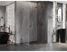 Mexen Lunar-B, pravostranný výklopný sprchový kút 90 x 80 cm, 8mm číre sklo, profil ružové zlato, 832-090-080-60-00-P