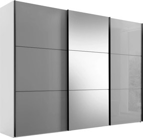 XXXLutz ŠAT. SKRIŇA S POSUV. DVERAMI, biela, svetlosivá, 249/222/68 cm Moderano - Skrine - 000531006094