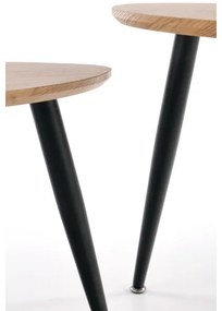 SADA 2x Odkladací stolík NICEA pr. 40/60 cm zlatý dub/čierna