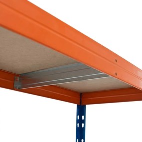 Kovové regály RIVET PRO 180x150x60 DTD drevotrieska 4 úrovne modro-oranžová