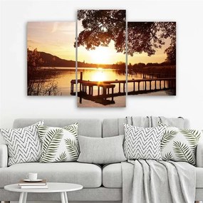 Gario Obraz na plátne Jazero pri západe slnka - 3 dielny Rozmery: 60 x 40 cm