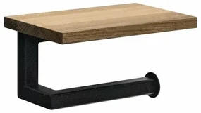 SAPHO Ska421 Ska držiak toaletného papiera s poličkou 15 x 8 x 10 cm, čierna mat/dub