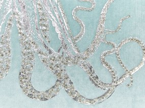 Zamatový vankúš so vzorom chobotnice 45 x 45 cm modrý LAMINARIA Beliani