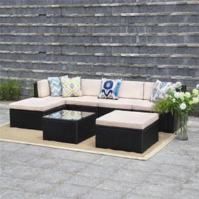 Rohová ratanová záhradné súprava Catina Sevilla - Čierna