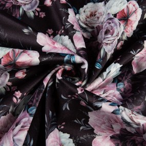 Biante Zamatový štvorcový obrus Tamara TMR-011 Kvetiny na čiernom 100x100 cm