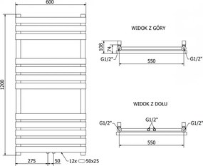 Mexen Jowisz, elektrické vykurovacie teleso 1200 x 600 mm, 600 W, čierna, W107-1200-600-2600-70