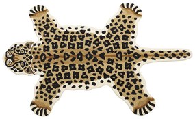 Vlnený detský koberec v tvare leoparda 100 x 160 cm béžová/čierna AZAAD Beliani