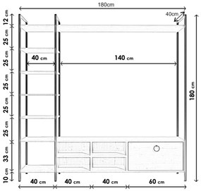 Obývacia stena Siyah Demirli 180 cm hnedá