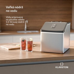 Klarstein Clearcube, výrobník ľadu, 13 kg/24 h, nehrdzavejúca oceľ, čierny