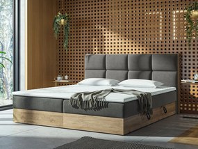 Manželská posteľ Boxspring 180 cm Bolondra (zlatý remeselný dub + soro 97). Vlastná spoľahlivá doprava až k Vám domov. 1051071