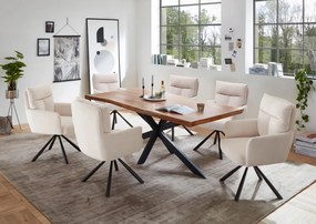 Otočná jedálenská stolička Sofia, svetlo béžová štruktúrovaná látka