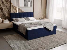 Čalúnená posteľ 180x200 ELSIE 2 s úložným priestorom - tmavo modrá