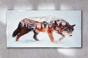 Skleneny obraz Abstrakcia vlčí lesné zima