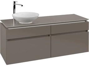 VILLEROY &amp; BOCH Legato závesná skrinka pod umývadlo na dosku (umývadlo vľavo), 4 zásuvky, 1400 x 500 x 550 mm, Truffle Grey, B58800VG