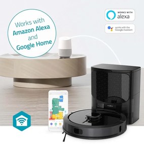 Nedis WIFIVCL002CBK - Inteligentný robotický vysávač s mopom Wi-Fi Tuya čierna + DO
